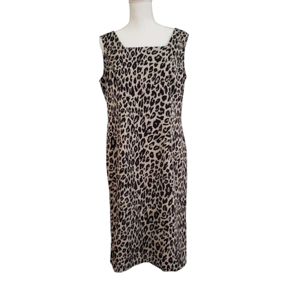 Maya Brooke Sleeveless Animal Leopard Print Dress, Size 12